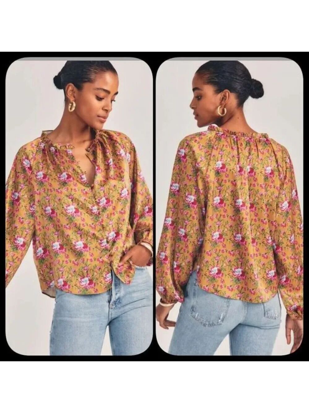 Love Shack Fancy - Manchester Blouse in Ruby Goldmine